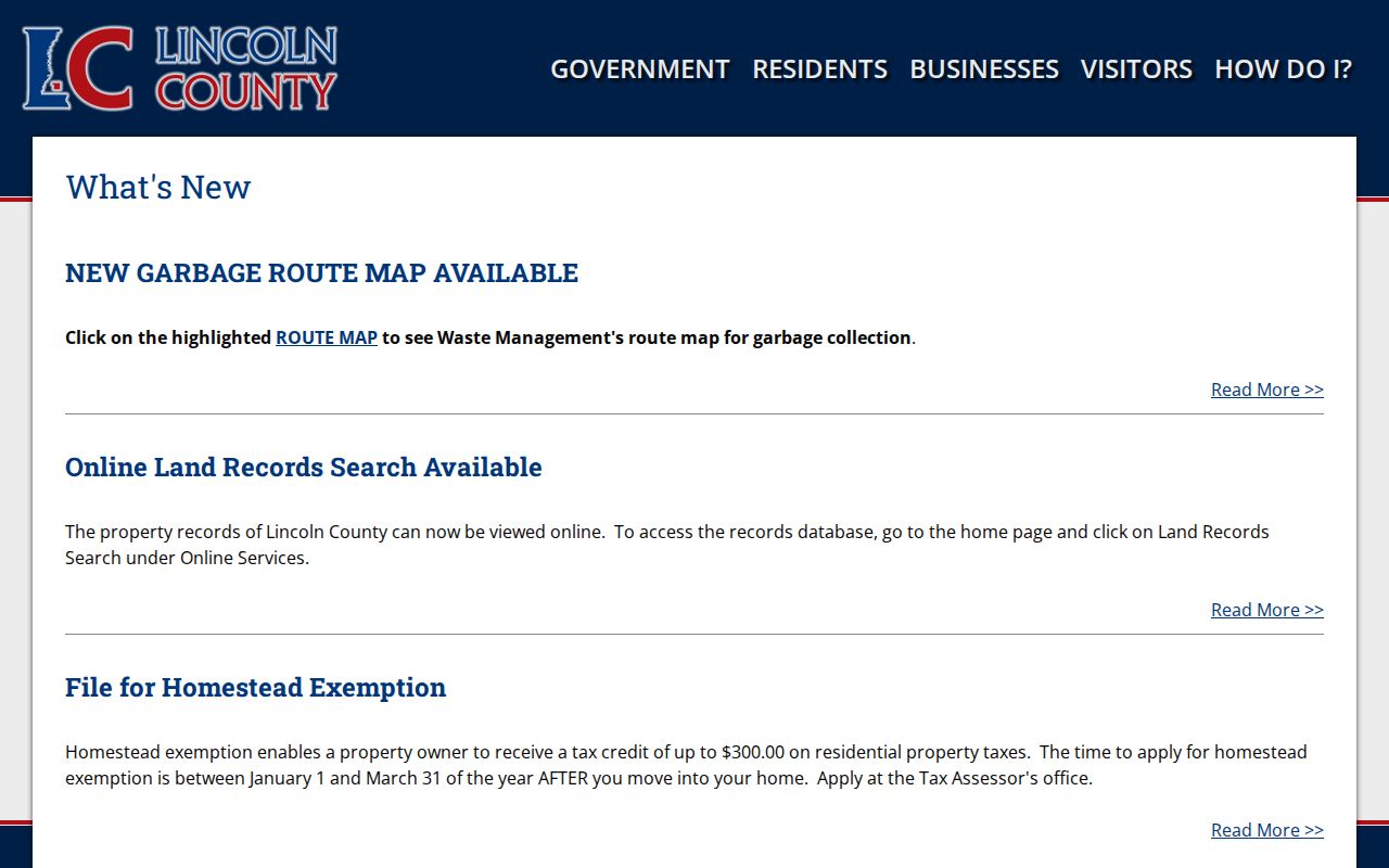 Lincoln County court records online land-record notice