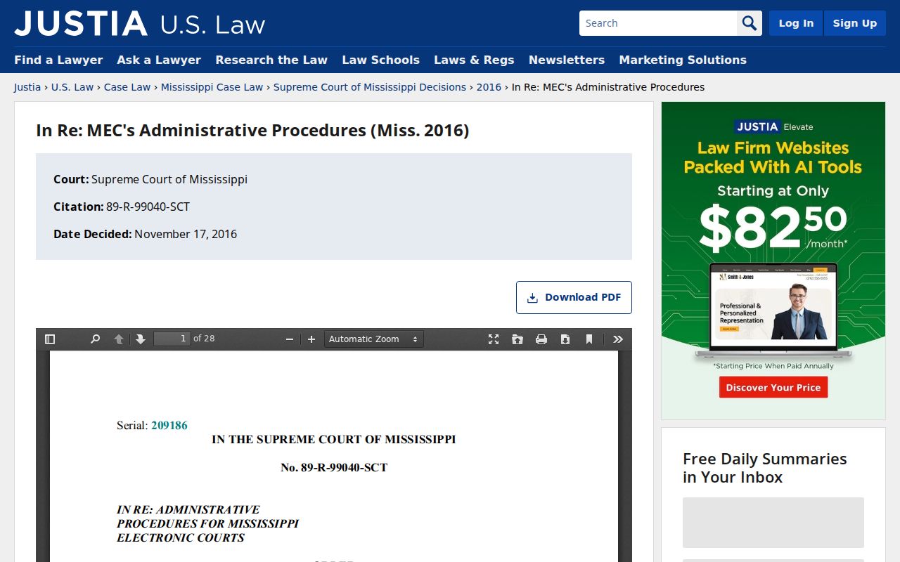 Lincoln County criminal docket Mississippi Electronic Courts order